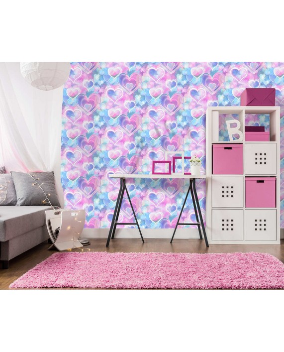 Tapetai "Neon Hearts Pink/Blue" 13785