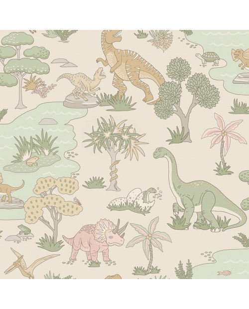 Tapetai "Dino Zoo Pink, Sage" 14013