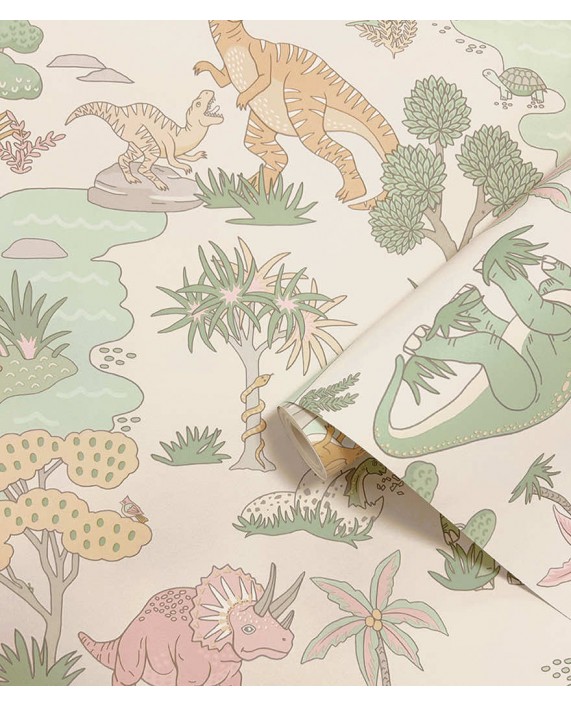 Tapetai "Dino Zoo Pink, Sage" 14013