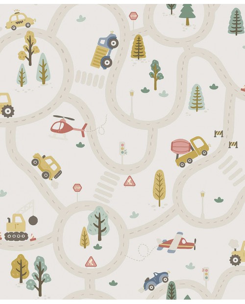 Tapetai "Roundabout Road Cream, Multi" 14080