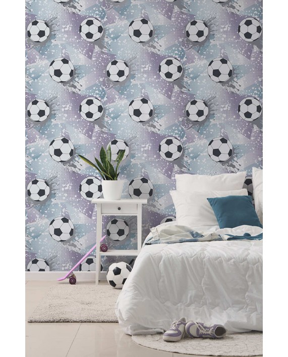 Tapetai "Football Frenzy Lilac, Silver" 14091 Tapetai "Football Frenzy Lilac, Silver" 14091
