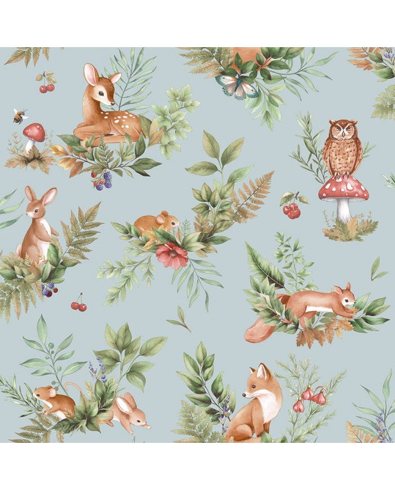 Tapetai "Forest Friends Duck egg Blue" 14123