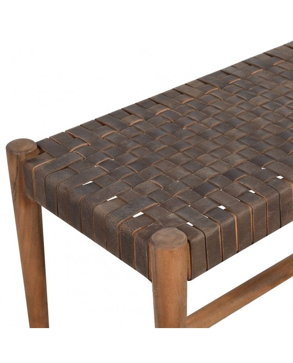 Medinis suolelis su pinta odine sėdyne "Wood and leather"