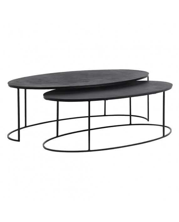 Ovalios formos kavos staliukų komplektas "Black oval" (2vnt)