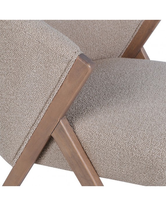 Medinė kėdė su neutralios spalvos audiniu "Beringo taupe"