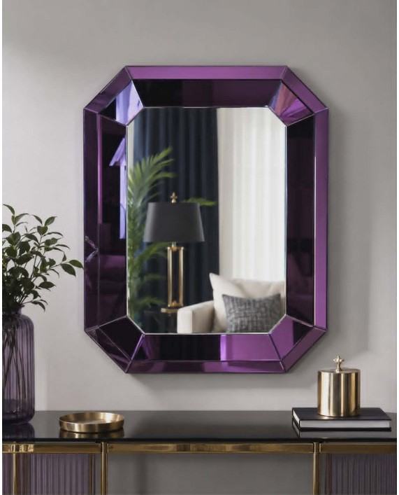 Violetinio veidrodinio rėmo veidrodis "Amethyst Glass"