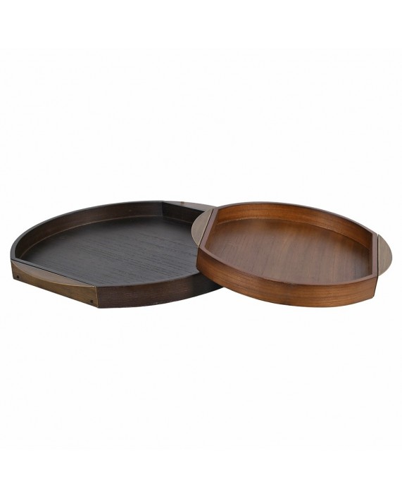 Padėklas su metalinėmis rankenėlėmis "Wood Grain" (tamsus)
