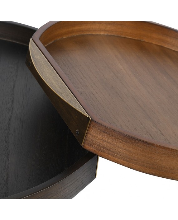 Padėklas su metalinėmis rankenėlėmis "Wood Grain" (tamsus)