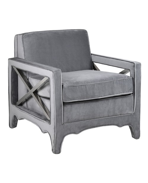 Pilkos spalvos fotelis "Pluch Grey"