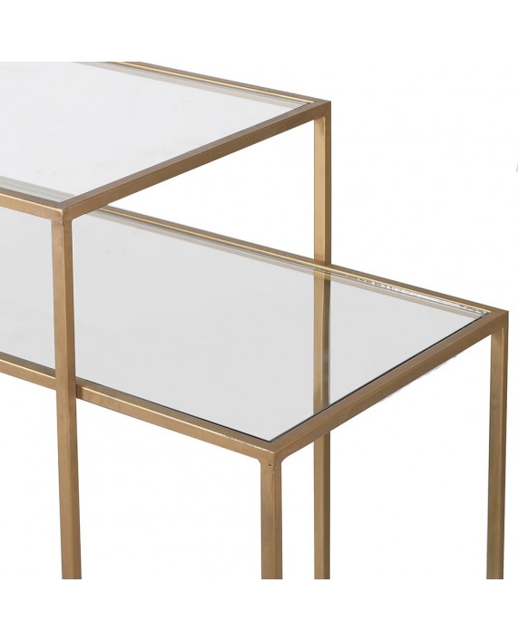 Dviejų pakopų konsolė su lentynėlėmis "Glass Tiered"