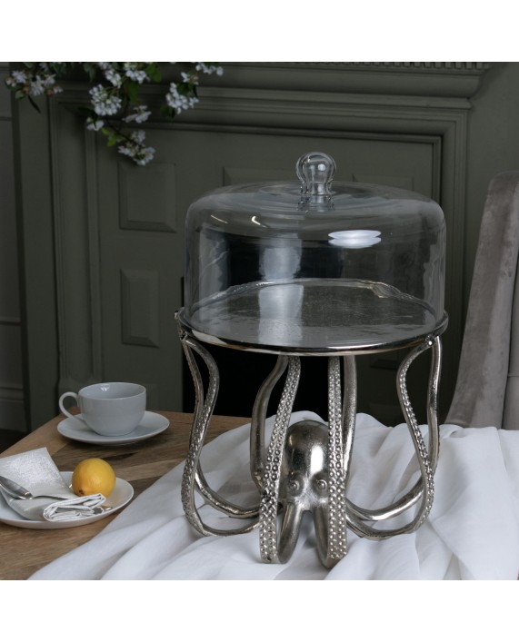 Padėklas/stovas užkandžiams su gaubtu "Silver Octopus"