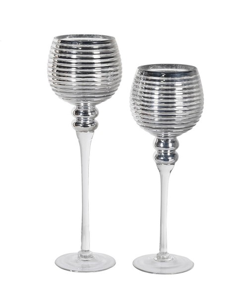 Žvakidės "Ribbed Silver" 2vnt.