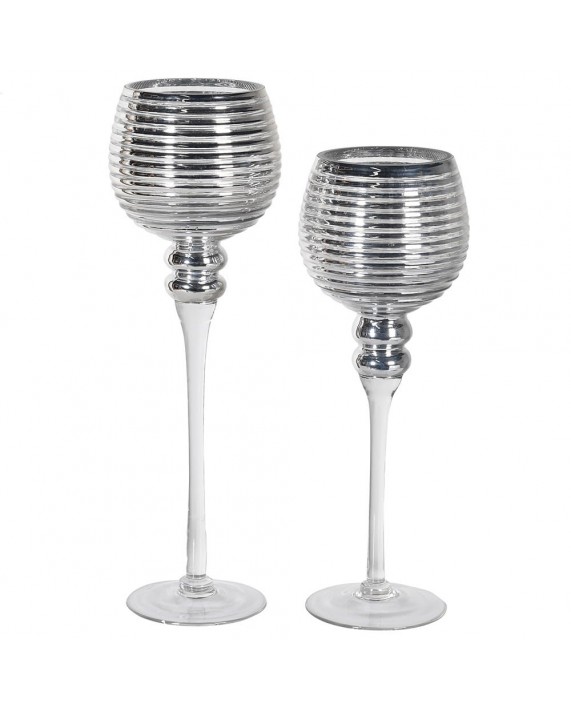 Žvakidės "Ribbed Silver" 2vnt.