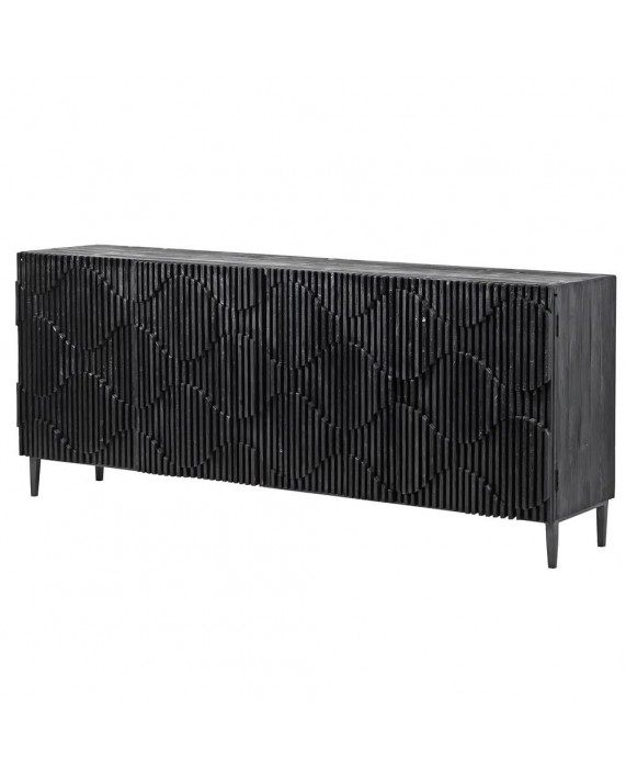 Keturių durelių juoda komoda "Ripple Black"