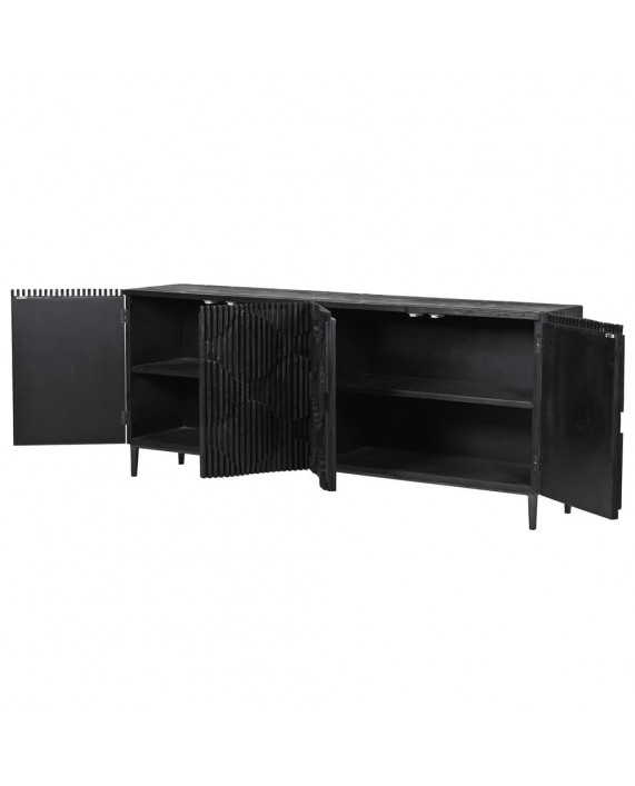 Keturių durelių juoda komoda "Ripple Black"