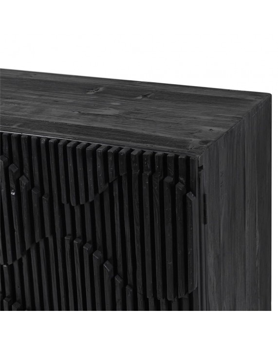 Keturių durelių juoda komoda "Ripple Black"