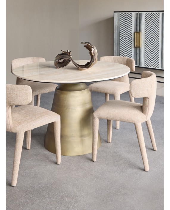 Apvalus travertino valgomojo stalas „Clifton Light“