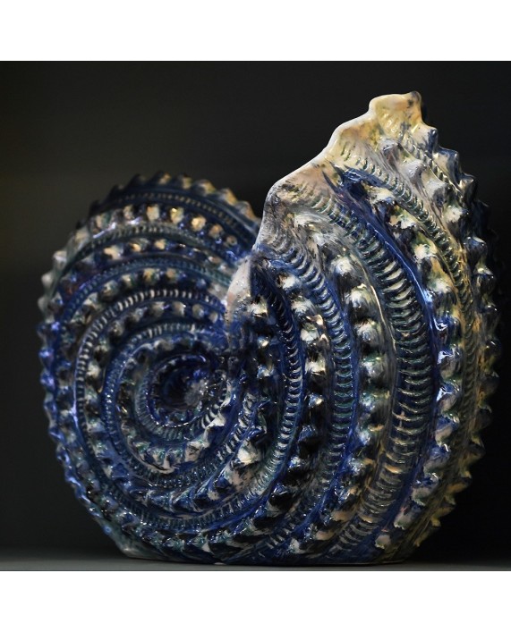 Keraminė dekoratyvinė mėlyna vaza „Curl Shell“