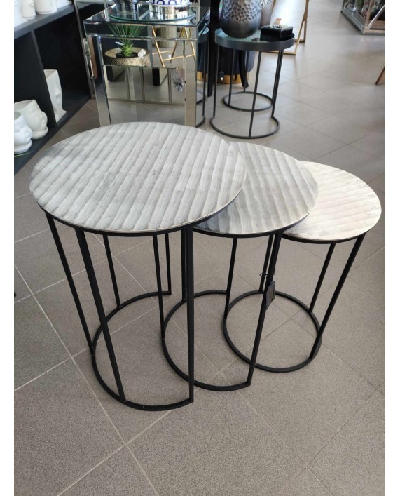 Šoninių staliukų komplektas "Silver/Black"