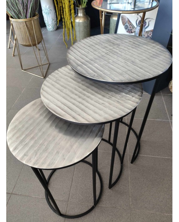 Šoninių staliukų komplektas "Silver/Black"