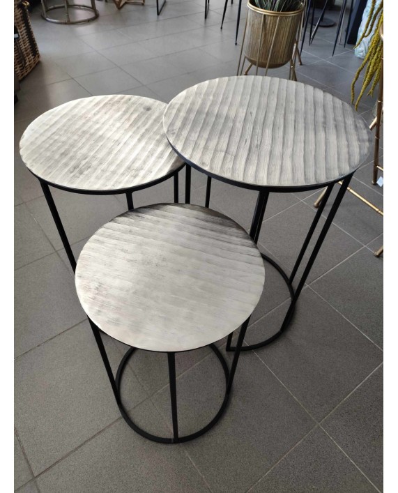 Šoninių staliukų komplektas "Silver/Black"