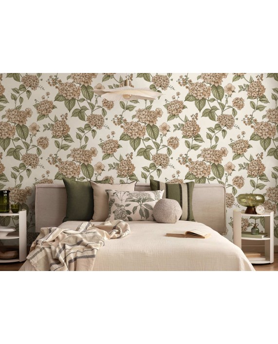 Tapetai "HORTENSIA Coral/Green" 92120 