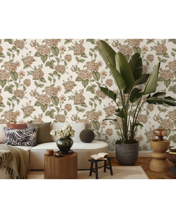 Tapetai "HORTENSIA Coral/Green" 92120 