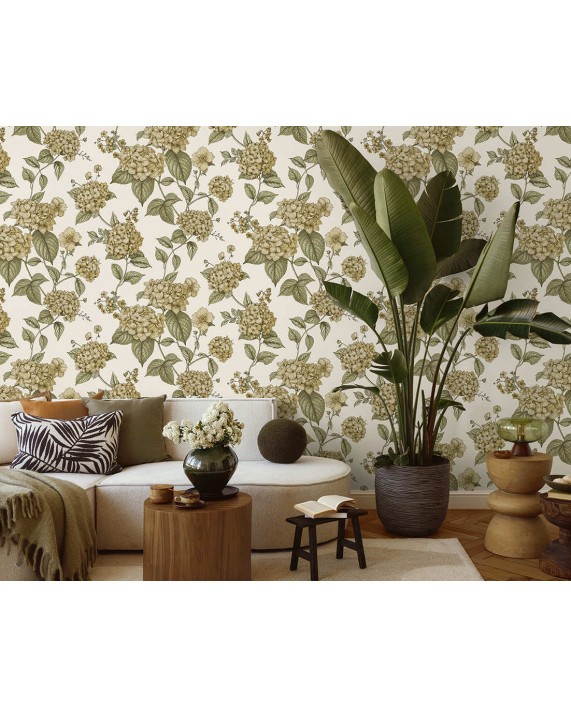 Tapetai "HORTENSIA Ochre/Green" 92122 