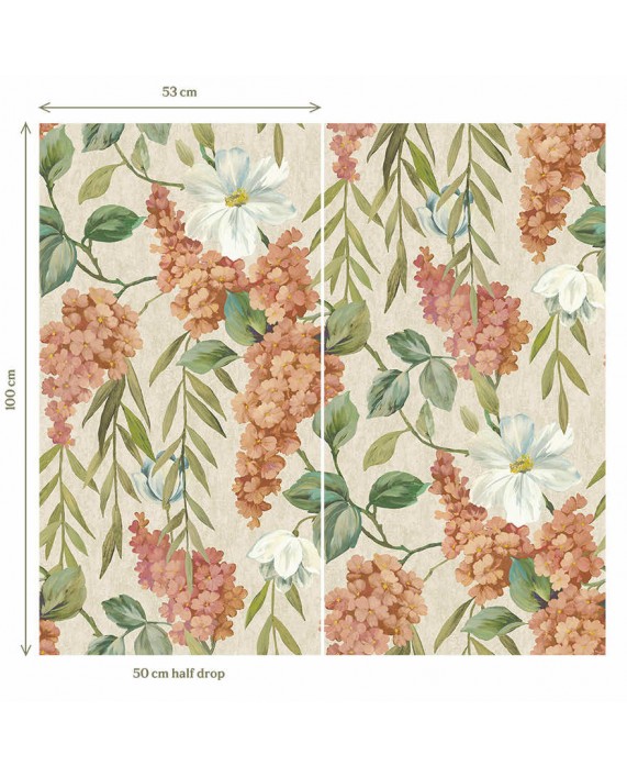 Tapetai "BUDDLEIA Coral/Beige" 99551